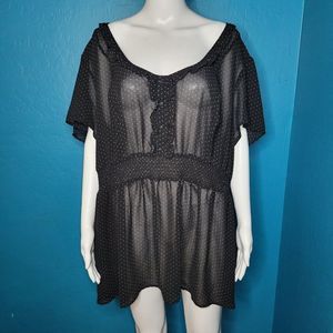 Torrid 4 Black Polka Dot Sheer Night Gown Sleep Shirt